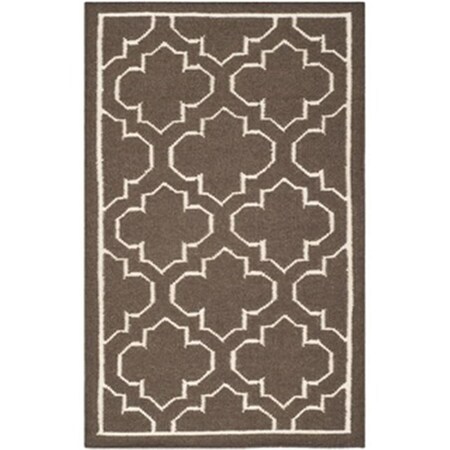 Safavieh 3 x 5 ft. Small Rectangle Contemporary Dhurries- Brown and Ivory- Flatweave Rug DHU625C-3